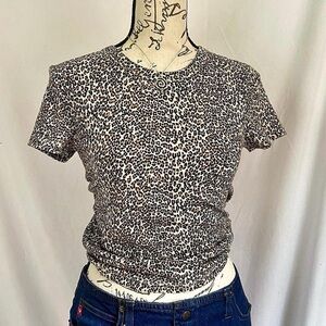 American Eagle Outfitters Leopard Print Short Sleeve Top